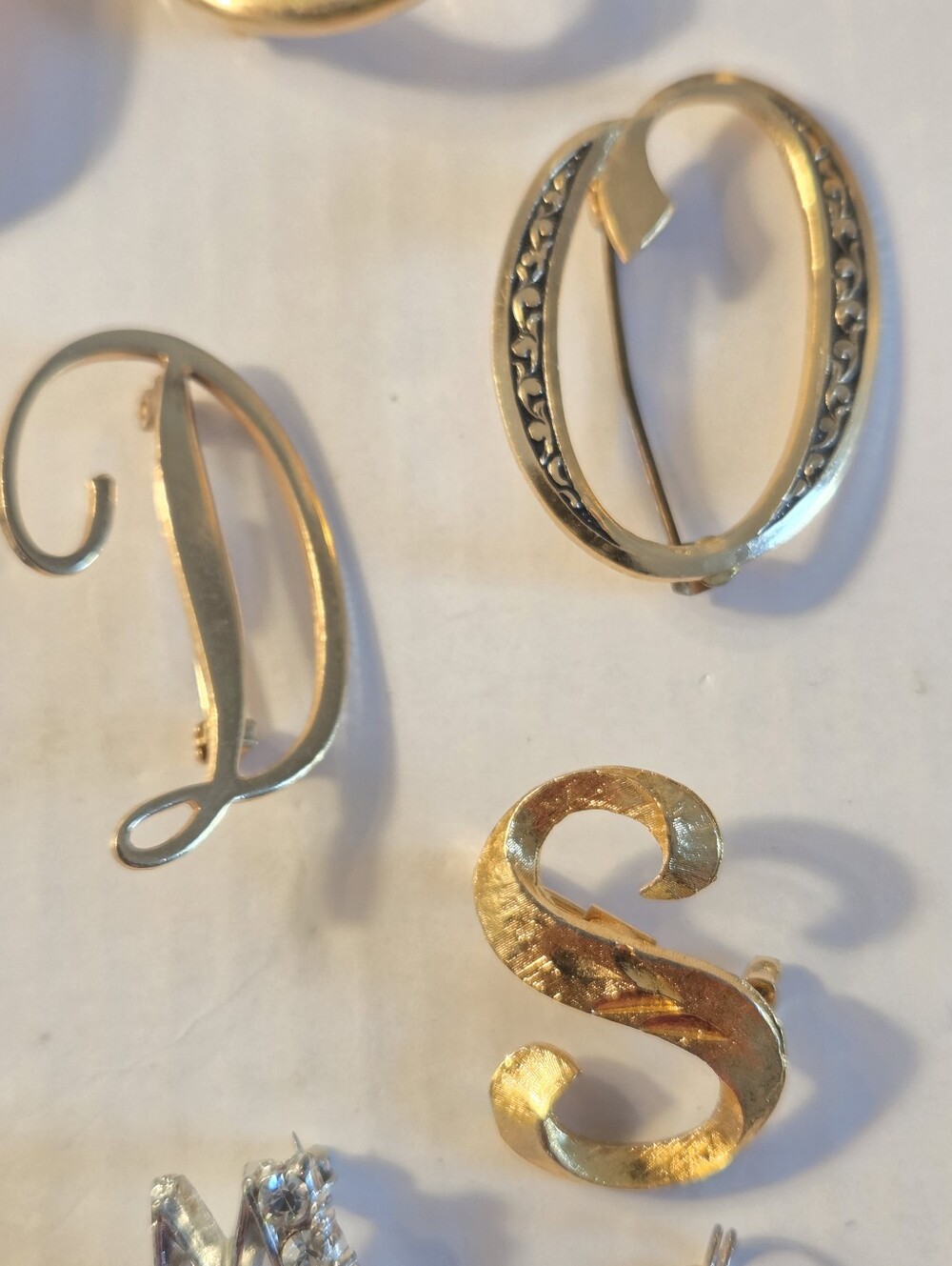 Gold and Silver Letter Brooches And Pin Jewelry Set - Mixed Initials - Picture 6 of 10